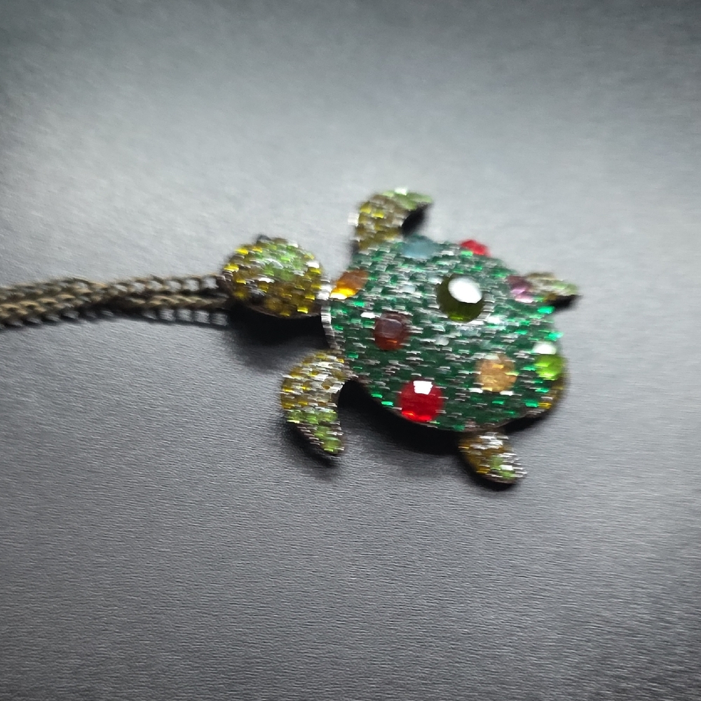 Source Unknown Multicolor Crystal Turtle Pendant … - image 4